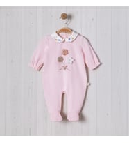 ÖRME ÇİÇEK AKSESUARLI KIZ BEBE TULUM (Pembe)