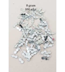 Oya Abiye Bileklik Kolye Pleksi Metalik Plastik Pul Gümüş Renk 8 gram 100 adet - BNC508