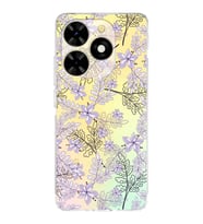 PrintiFy Tecno Spark Go 2024 Uyumlu Kamera Korumalı Floral Lila Tasarımlı Şeffaf Silikon Kılıf