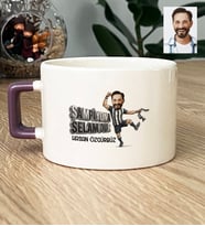 Kişiye Özel Karikatürlü Siyah Beyaz Taraftar Lüks Fincan Doğum Günü Hediyesi