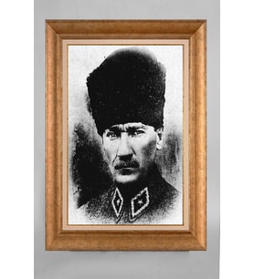 Altın Varaklı Paspartulu Çerçeveli Atatürk Tablo nt1342