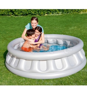 Su Pompalı-Bestway 51080,Mega Gri Metalik Şişme Havuz-152x43cm (Mavi)