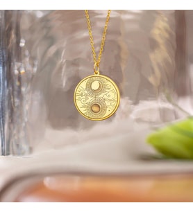 Kişiye Özel Güneş & Ay Yin Yang Tasarım Kolye 925K Gümüş (Gold)
