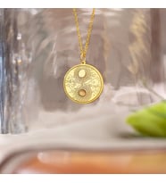 Kişiye Özel Güneş & Ay Yin Yang Tasarım Kolye 925K Gümüş (Gold)