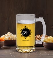 BK Gift Kişiye Özel Baş Harf İsim Tasarımlı Cam Bira Bardağı 50cl-9 (Beyaz)