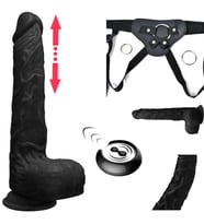 Jules İleri Geri Hareketli&Isıtmalı 7 Modlu Titreşimli Kumandalı Ultra Yumuşak Siyah Kemerli Penis