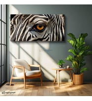 Yatay Panoramik Kanvas Tablo Zebra Gözü Hayvan Tablosu Ev Ofis Duvar Dekoru