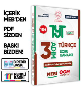 2026 TYT MEBİ-OGM 3 ADIM Türkçe Soru Bankası RENKLİ A4 Boyut Video Çözüm BASKI ÜCRETİ