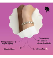 Çiçek Model Elmas Görünümlü Gold Renk Bileklik