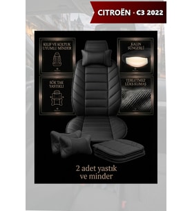 citron c3 2022 Koltuk ve Kılıf uyumlu Lüks Yastık Siyah Minder 2 Minder 2 Yastık