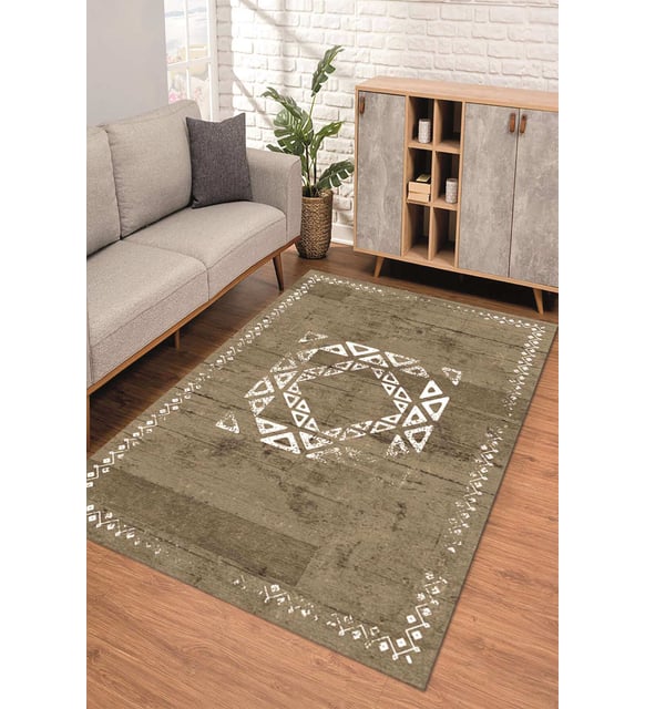 Dijital Kaymaz Taban Yıkanabilir Renkli Salon Halısı Mutfak Halısı Yolluk ND-SD-1051 (Kahverengi)