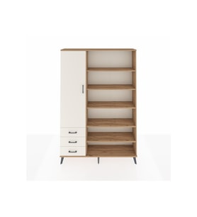 Arges Gardrop 9 Raflı 3 Çekmeceli 3 Kapaklı 132x30x195 Çam-Aytaşı