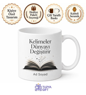 Modern Edebiyat Minimalist Kapak Tasarımı Akıcı Metin Yazar Kupa Bardak Hediye
