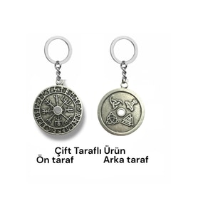 Çift Taraflı Viking Sembolü Unisex Anahtarlık – Güç, Koruma ve Mistik Temalı Aksesuar
