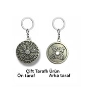Çift Taraflı Viking Sembolü Unisex Anahtarlık – Güç, Koruma ve Mistik Temalı Aksesuar