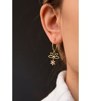 Papatya Silver 925 Ayar Gümüş Gold Kaplama Kar Tanesi Lotus Halka Küpe