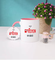 Optisyen Kupa Bardak Pembe ve Anahtarlık