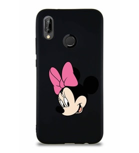 Huawei P20 Lite Soft Premier Kapak Minnie Mouse-B Tasarımlı Silikon Kılıf - Siyah (Şeffaf)