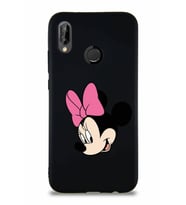 Huawei P20 Lite Soft Premier Kapak Minnie Mouse-B Tasarımlı Silikon Kılıf - Siyah (Şeffaf)