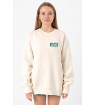 Squid Game Player 456 Ekru Kadın 2ip Sweatshirt