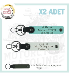 Motor Gruplarına İsim Plaka ve 0 Rh (+) Yazılı Özel Tasarım x2 Anahtarlık Hediye , Beyaz-Turkuaz-Ysl (Çok Renkli)