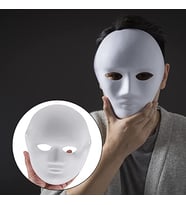 Beyaz Renk Boyanabilir Anonim Tam Yüz Cosplay Maske 24x18 cm