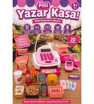 Pilli Sesli Oyuncak Yazar Kasa ve Market Alışveriş Seti - 20 Parça Eğitici Kasiyer Oyunu 3+ Yaş