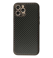 Newface Apple iPhone 12 Pro Max Kılıf Coco Karbon Silikon - Siyah