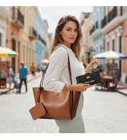 Givenza Anneler Gününe Özel Kişiye Özel Cüzdan & Kolye Hediyeli Şık Kadın Çanta Seti (Taba)