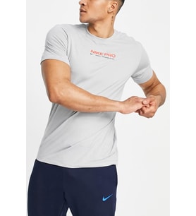 Nike Pro Dri Fit Training Logo Tshirt Grey Erkek Tişört Gri
