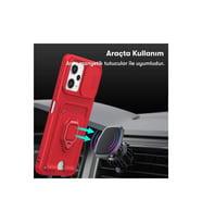 Xiaomi Redmi Note 12 Pro 5g Kılıf Zuma Kartvizitli Yüzüklü Silikon - Kırmızı