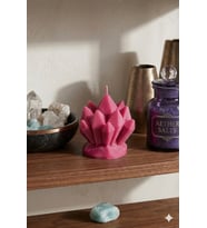 Buz Kristali 3'lü Mum - Mumelia Candles Doğal Soya, El Yapımı, Dekoratif - Koyu Pembe