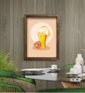 BK Gift Cafe & Bar & Restaurant Konseptli Doğal Masif Ahşap Çerçeveli Tablo-8