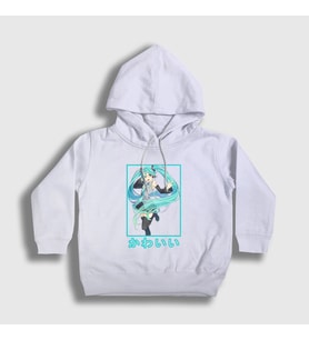 Presmono Unisex Çocuk Beyaz Miku Hatsune Kapüşonlu Sweatshirt 439489tt (Beyaz)
