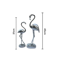 Dekoratif Polyester Ikili Flamingo Set Gümüş