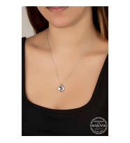 Swarovski Crystal Taşlı Çerçeveli Gümüş Kadın Kolye