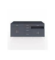 Kronos Konsol 3 Raflı 6 Çekmeceli 4 Kapaklı 220x59x99 Antrasit-Antrasit/Antrasit