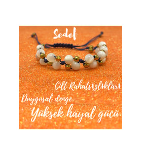 6mm Ipli Beyaz Sedef Ayarlanabilir Ölçü Doğal Taş Bileklik