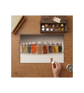 Baharat Şişeleri - Renkli Baharatlar Tasarımı 240 parça Ahşap Puzzle Ahşap Kutuda MP01719