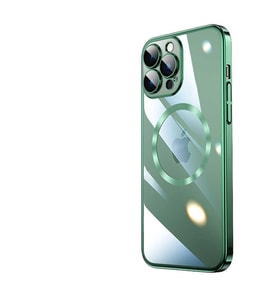 Uyumlu Model Apple iPhone 13 Pro Kılıf Magsafe Kamera Koruma Hoparlör Filitreli Kapak (Koyu Yeşil)
