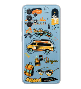 Samsung Vintage Sticker Tasarımlı Şeffaf Telefon Kılıfı