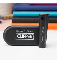 Kişiye Özel Clipper Marka Pürmüz Alevli Metal Çakmak Mat Siyah