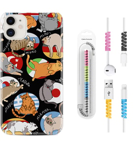 Apple iPhone 11 12 13 Mini Kılıf Kablo Koruma Spiral Silikon Miyavlamalar 1793