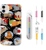 Apple iPhone 11 12 13 Mini Kılıf Kablo Koruma Spiral Silikon Miyavlamalar 1793