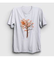 Presmono Unisex Beyaz Tree Leaves Fox Tilki T-Shirt 368137tt (Beyaz)