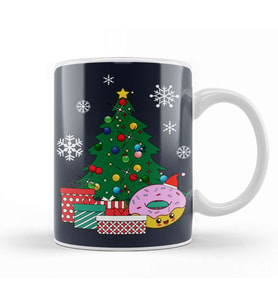 Happy Doughnut Around The Christmas Tree Kupa Bardak Porselen