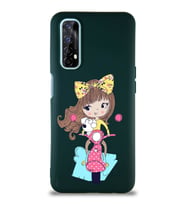 Realme 7 Soft Premier Kapak Vespagirl Tasarımlı Silikon Kılıf - Yeşil (Şeffaf)