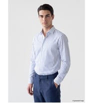 LCW BUSINESS Lacivert Slim Fit Çizgili Gabardin Erkek Gömlek