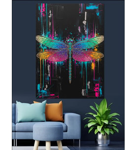Neon Işıklı Modern Yusufçuk Dekoratif Kanvas - Mdf Ahşap Tablo