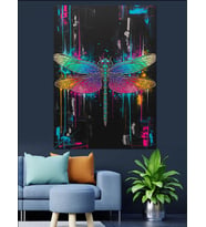Neon Işıklı Modern Yusufçuk Dekoratif Kanvas - Mdf Ahşap Tablo